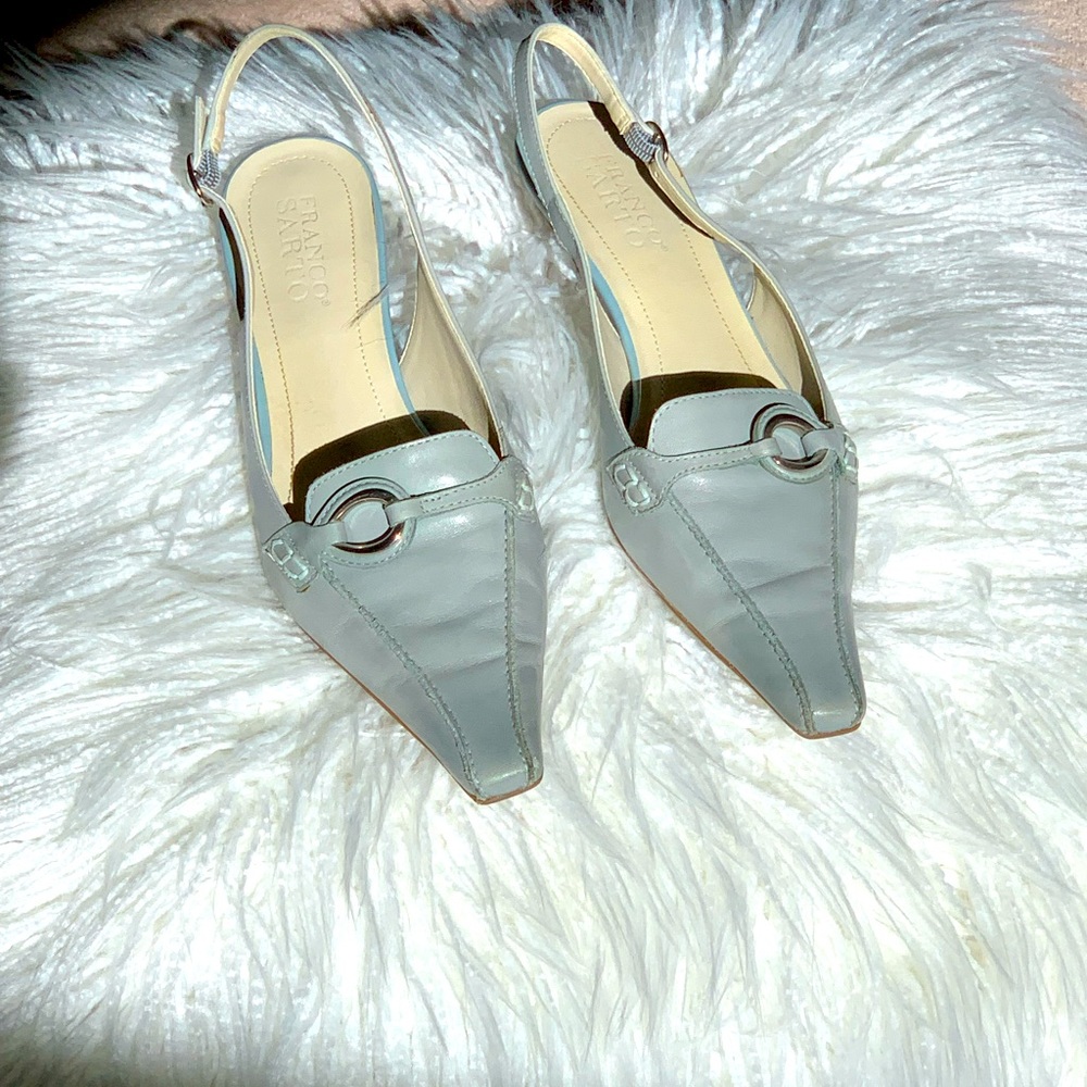 Franco Sarto robin’s egg blue kitten heel Slingback 6.5 M